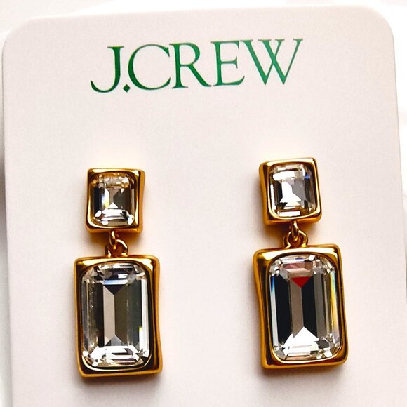 NWT J.CREW Faceted gemstone drop earrings Crystal - Picture 3 of 6